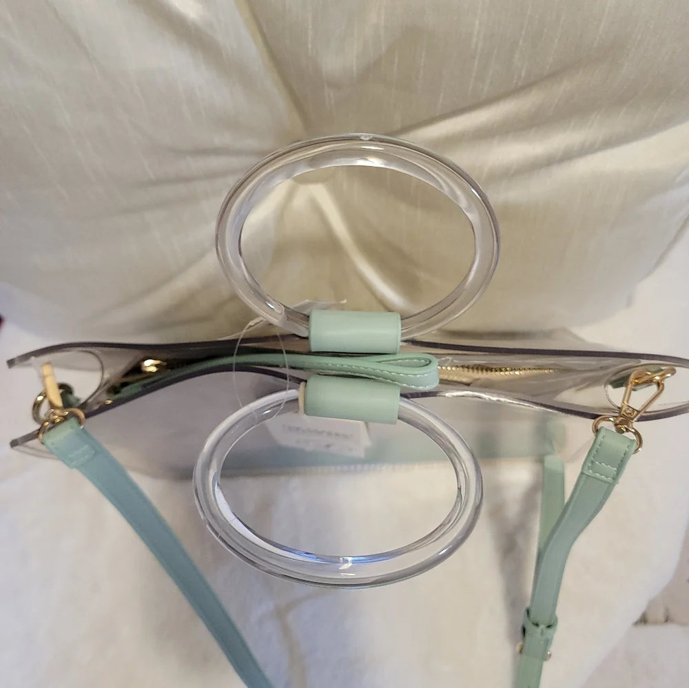 Madison West Clear Crossbody Bag with Mint Trim Statium Bag